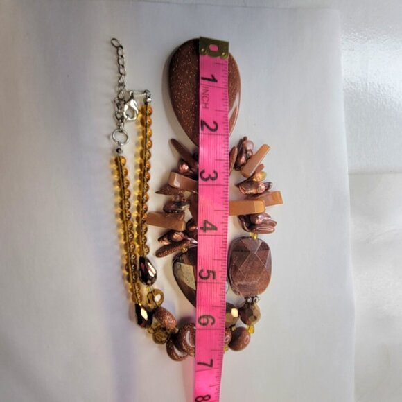 Brown hued gemstone fashion necklace and earrings set - Picture 9 of 14